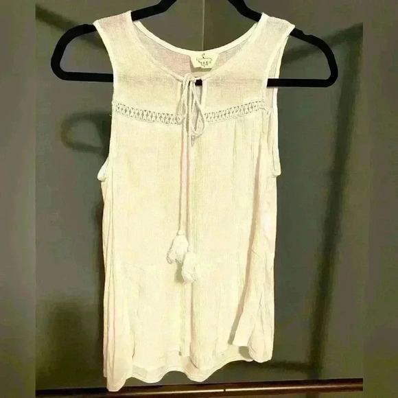 Ember brand women’s white tank‎ top blouse tie front dress up or down size L - Picture 1 of 9